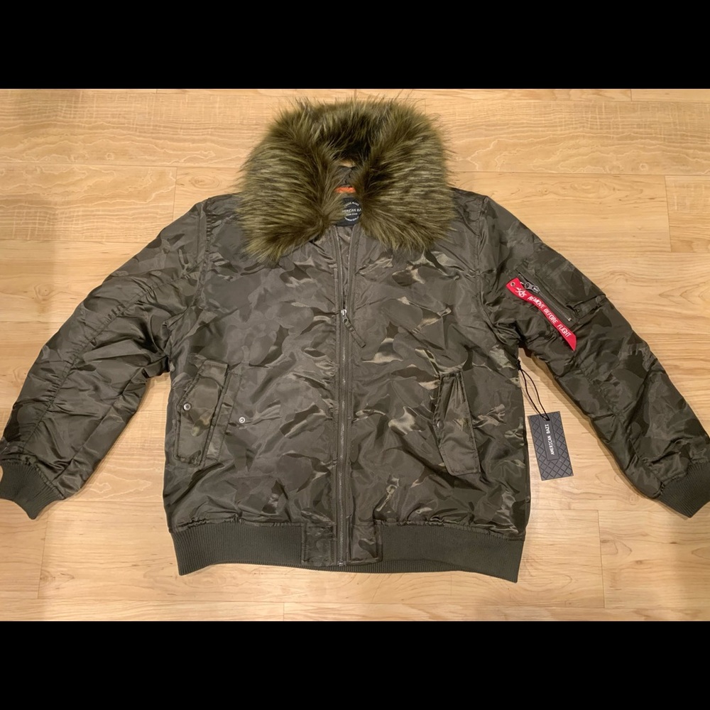 Olive Green Faux Fur Collar Bomber Jacket